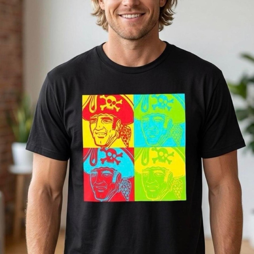M&O Gold 4800 Pirate Pop Art Graphic T-Shirt Black XL Mens Short Sleeve Tee